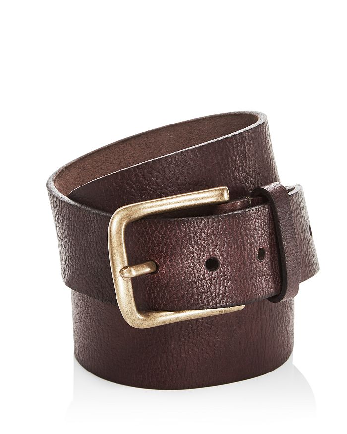 Frye Men's Flat Panel Leather Belt In Dark Brown | ModeSens
