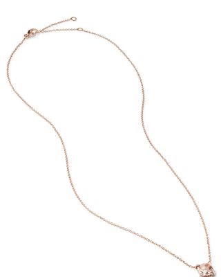 Ch&acirc;telaine&reg; Pendant Necklace with Morganite and Diamonds in 18K Rose Gold, 16"-18"