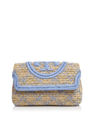 Tory Burch Women's Fleming Soft Straw Clutch - Natural/Arugula