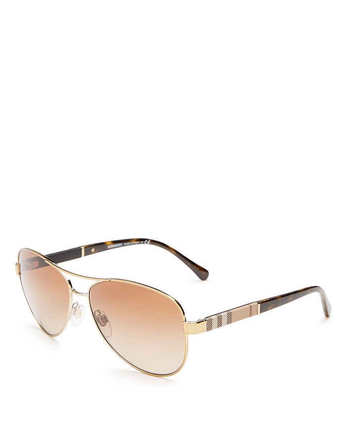Burberry London Check Aviator Sunglasses, 59mm | Bloomingdale's