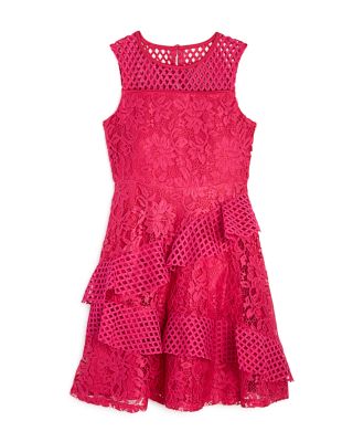 bloomingdale's pink lace dress