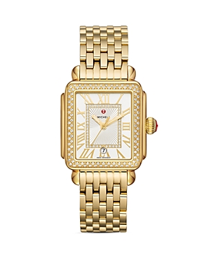Shop Michele Deco Madison Watch, 33mm In White/gold