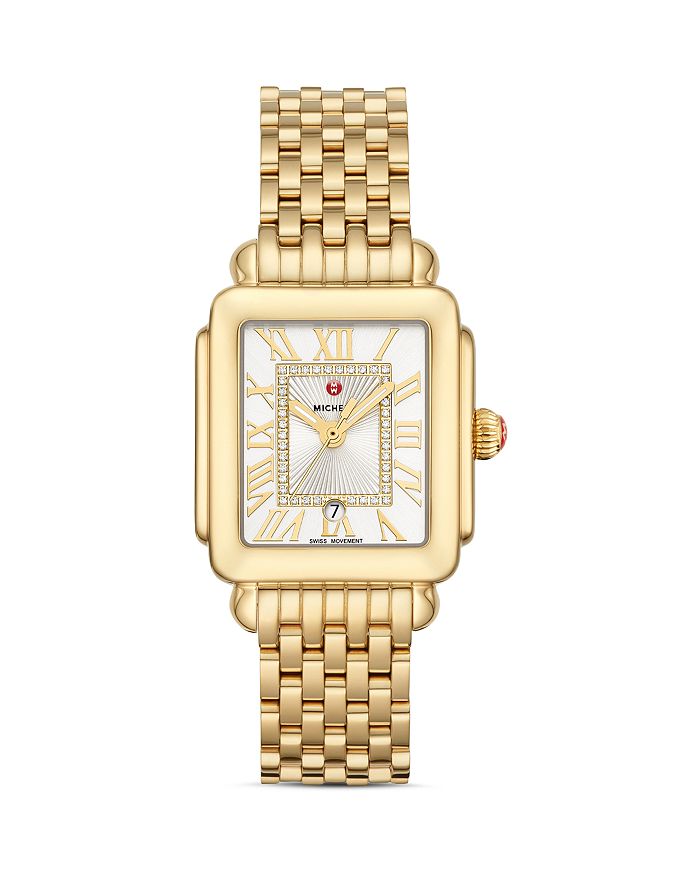 Michele Deco Madison Mid Watch, 29x31mm In White/gold