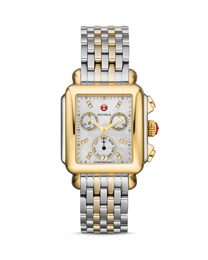 Michele Deco Chronograph, 33mm In White/two Tone