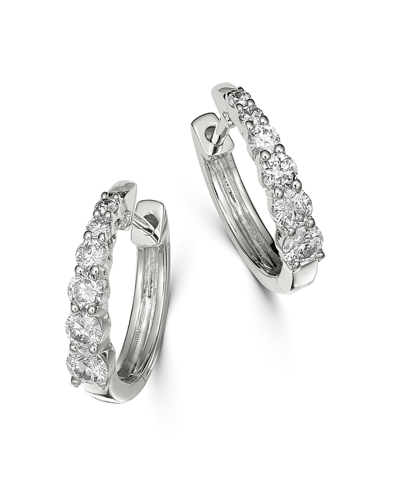 Bloomingdale's Fine Collection Diamond Graduated Hoop Earrings in 14K White Gold, 0.50 tcw