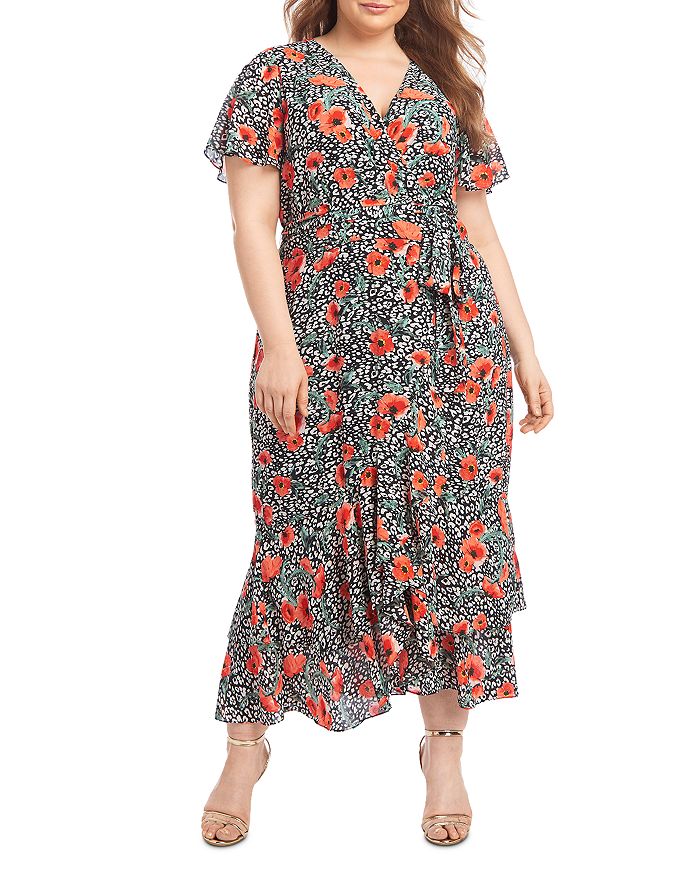 Rachel Roy Plus Talula Floral Leopard Print Midi Dress