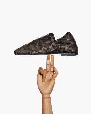 Bottega Veneta Men's Intrecciato Fondente Leather Slippers