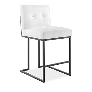 Modway Privy Black Stainless Steel Upholstered Fabric Counter Stool In White