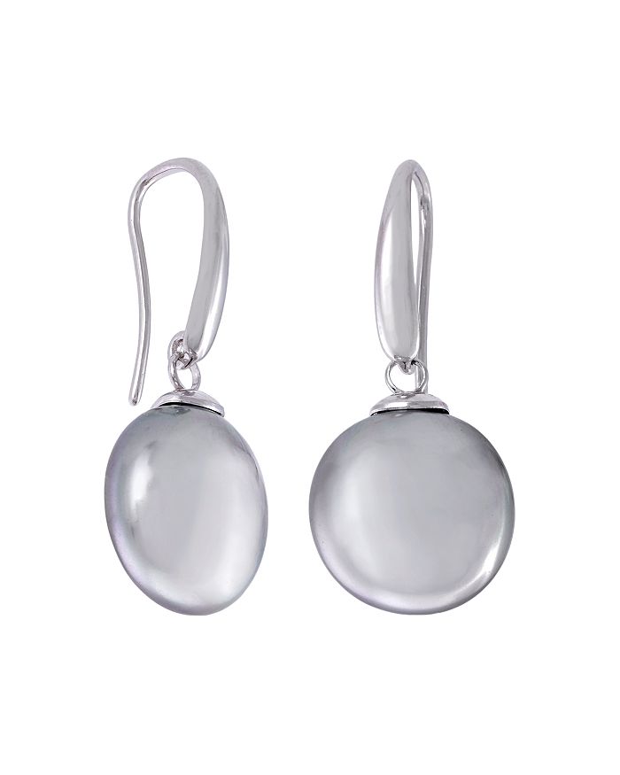 Majorica Gray Simulated Pearl Coin Drop Earrings In Silver