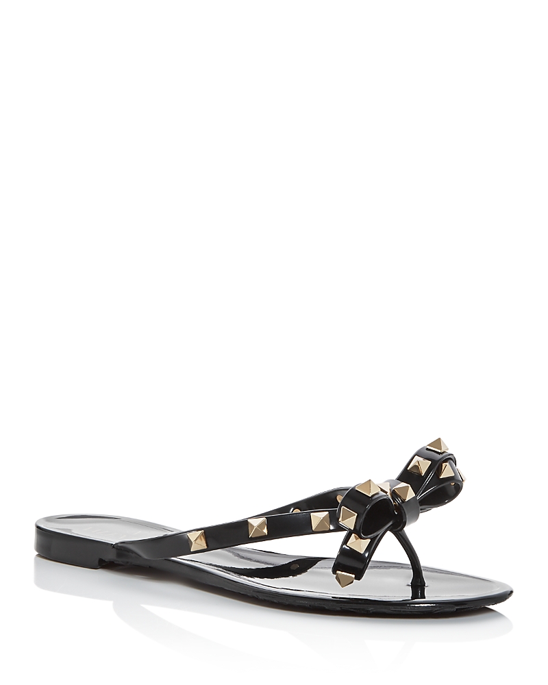Valentino Garavani The Rockstud Rubber Flip Flops In Black