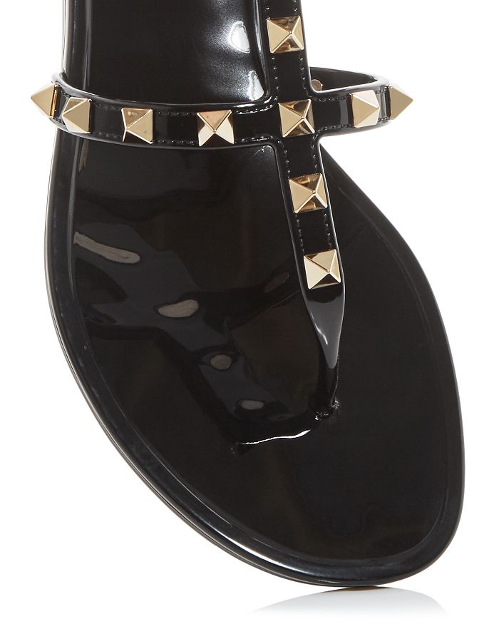 Shop Valentino Women's Summer Rockstud Pvc Thong Sandals In Black/gold