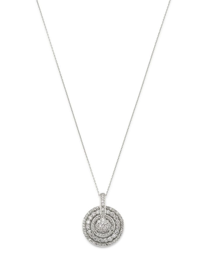 Bloomingdale's Diamond Round Cluster Pendant Necklace In 14k White Gold, 1.0 Ct. T.w. - 100% Exclusive