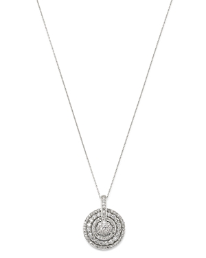 Bloomingdale's Diamond Round Cluster Pendant Necklace in 14K White Gold, 1.0 ct. t.w. - 100% Exclusi