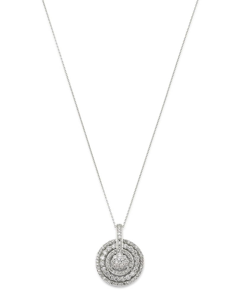 Bloomingdale's Diamond Round Cluster Pendant Necklace In 14k White Gold, 1.0 Ct. T. W. - Exclusive In White