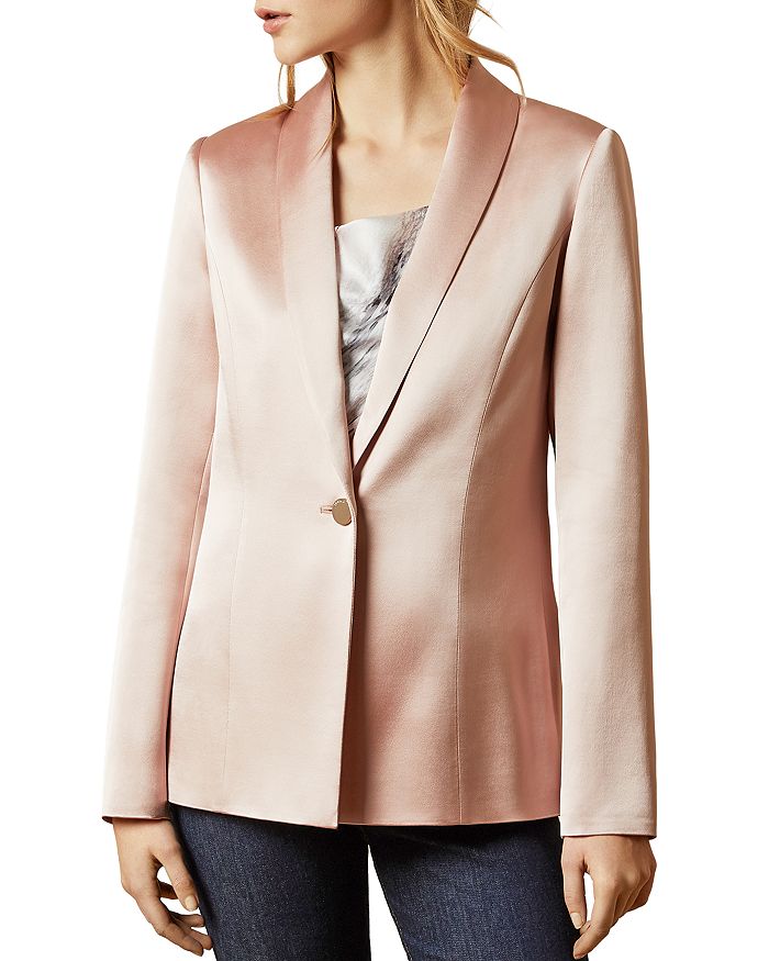 Ted Baker Jelisaa Tailored Satin Blazer In Pale Pink