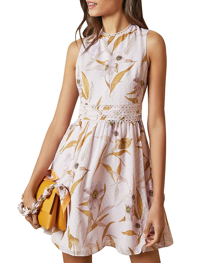 TED BAKER RONTIE PRINTED SKATER DRESS,242365-RONTIE-WMD