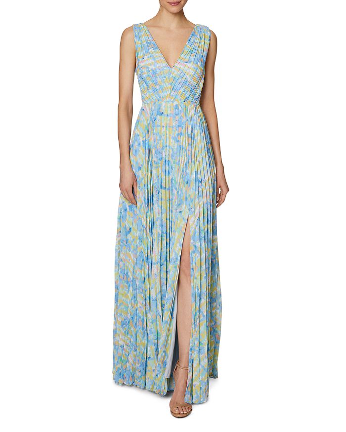 laundry by shelli segal pleated marble gown
