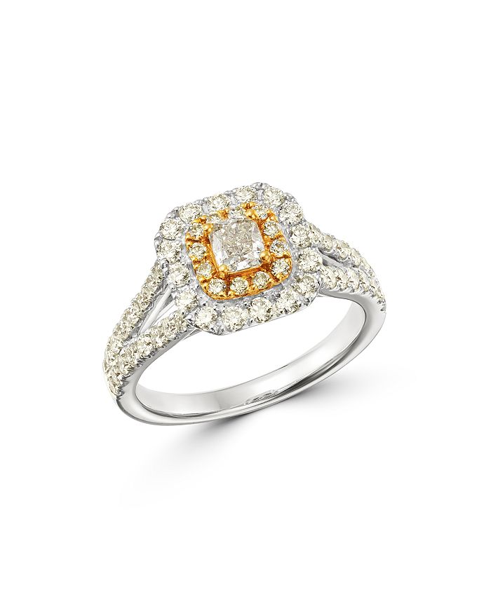 Bloomingdale's Diamond Halo Engagement Ring In 18k Yellow & White Gold - 100% Exclusive In Yellow/white