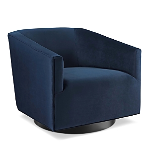 Modway Twist Accent Lounge Performance Velvet Swivel Chair In Midnight Blue