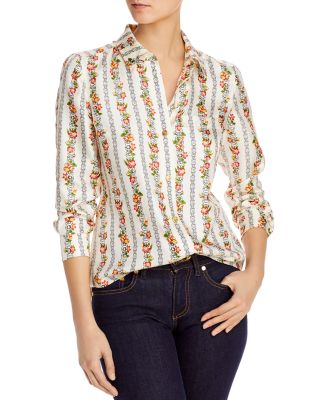 tory burch printed silk blouse