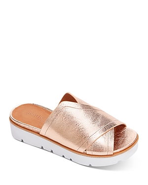 Gentle Souls By Kenneth Cole Women's Lavern Cross-band Slide Sandals In Rose Gold