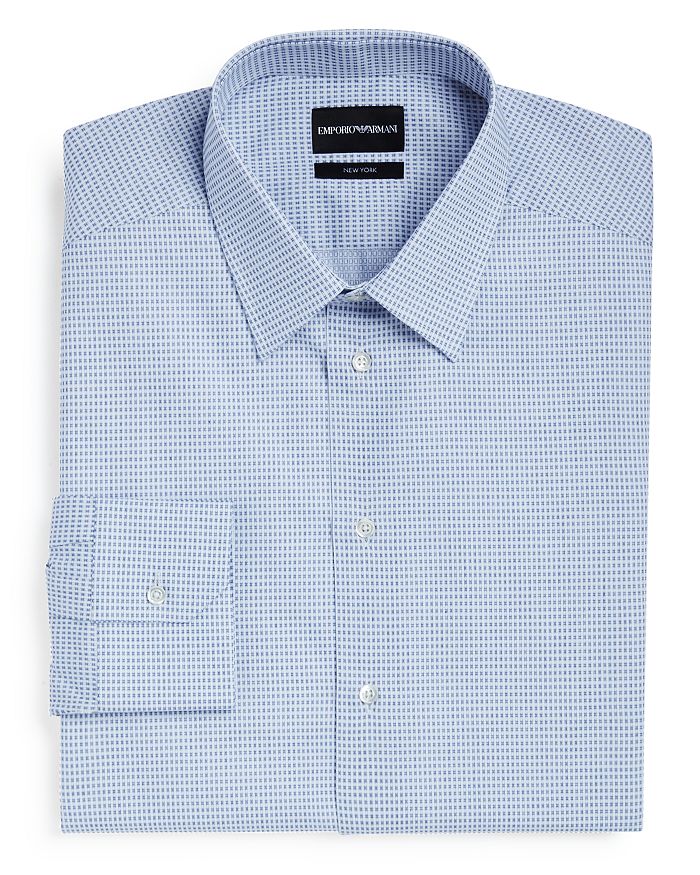 Armani Cross Hatch Regular Fit Dress Shirt | Bloomingdale's