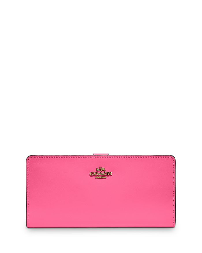 Coach Skinny Continental Leather Wallet In Confetti Pink/gold