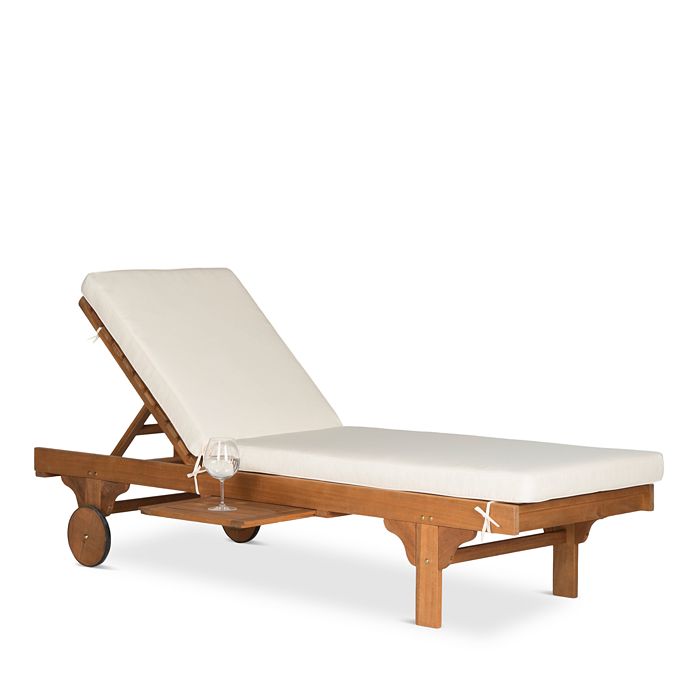 Shop Safavieh Newport Chaise Lounge Chair With Side Table In Natural/beige