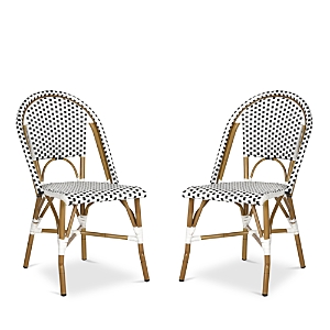 Safavieh Salcha Indoor-outdoor French Bistro Side Chair, Set Of Two In Black/white/light Brown
