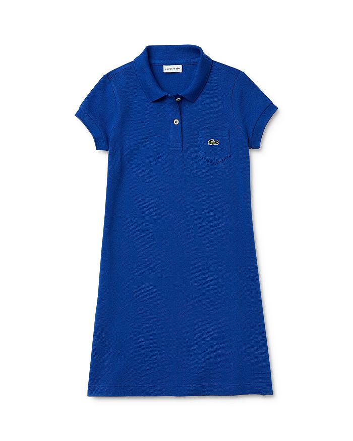 Lacoste Girls' Short-sleeve Petit Pique Polo Dress - Little Kid, Big Kid In Blue
