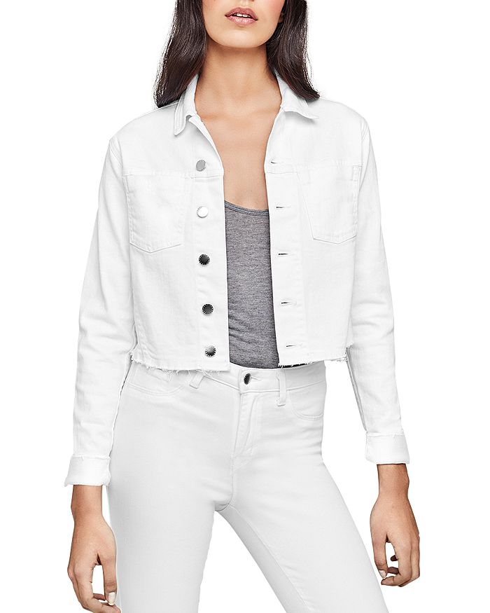 L Agence Janelle Raw-edge Denim Jacket In Blanc