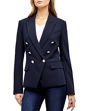 Shop L Agence L'agence Kenzie Double-breasted Blazer In Midnight