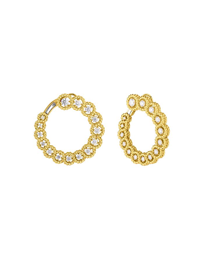 Roberto Coin 18K Yellow Gold New Barocco Diamond Front to Back Hoop ...