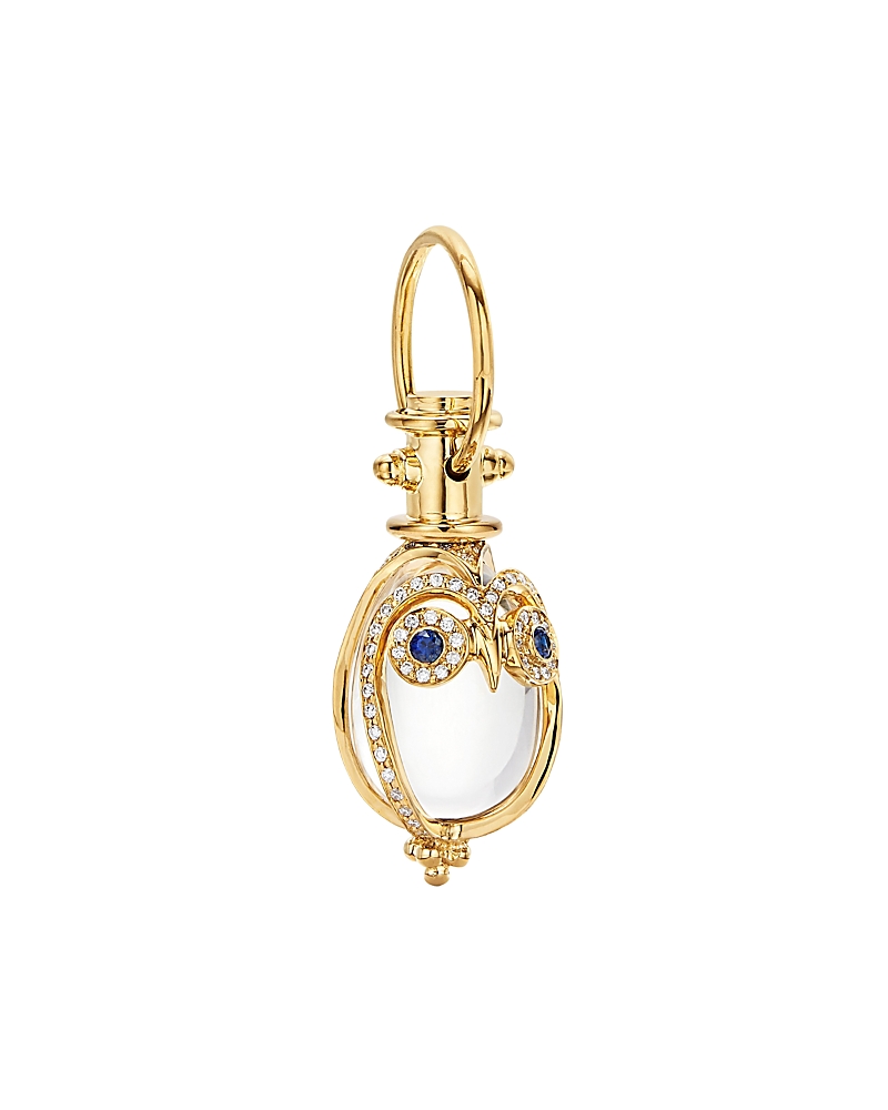 Temple St Clair 18k Yellow Gold Multi-gemstone & Diamond Owlet Pendant In Blue/gold