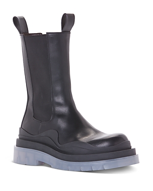 Bottega Veneta Tire Rubber-trimmed Leather Chelsea Boots In Black/clear