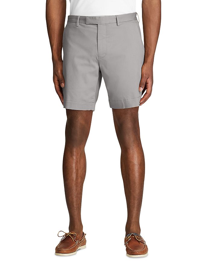 Polo Ralph Lauren Cotton Stretch Straight Fit Shorts In Soft Gray