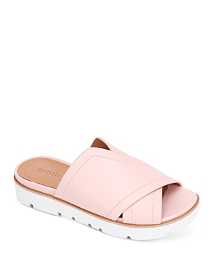 Gentle Souls By Kenneth Cole Women's Lavern Cross-band Slide Sandals In Pink Leather