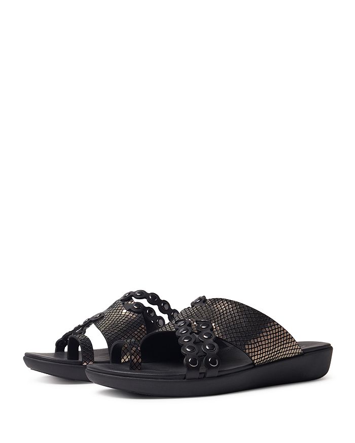 Fitflop Women's Scallop Exotic Slide Sandals In All Black