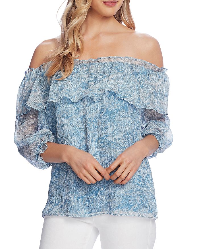 VINCE CAMUTO RUFFLED OFF-THE-SHOULDER TOP,9130026