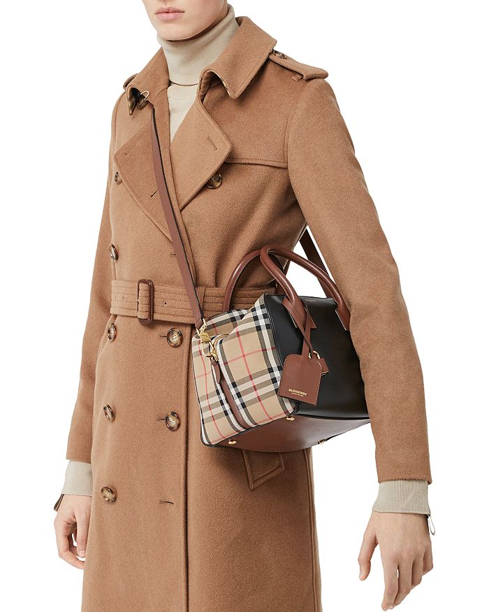 Small leather and vintage check cube bag clearance