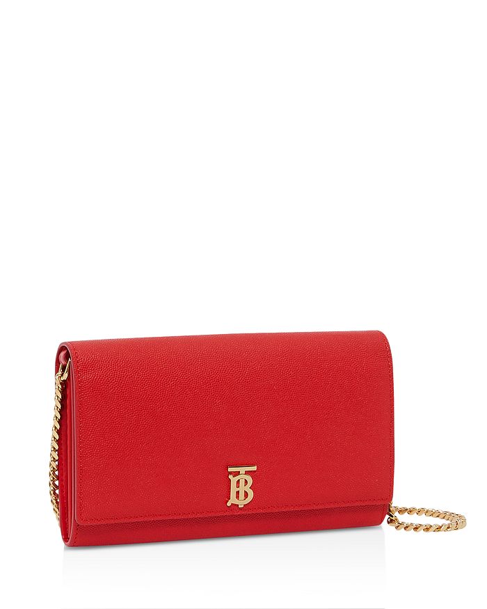 Burberry Monogram Motif Leather Wallet With Detachable Strap In Bright Red/gold | ModeSens