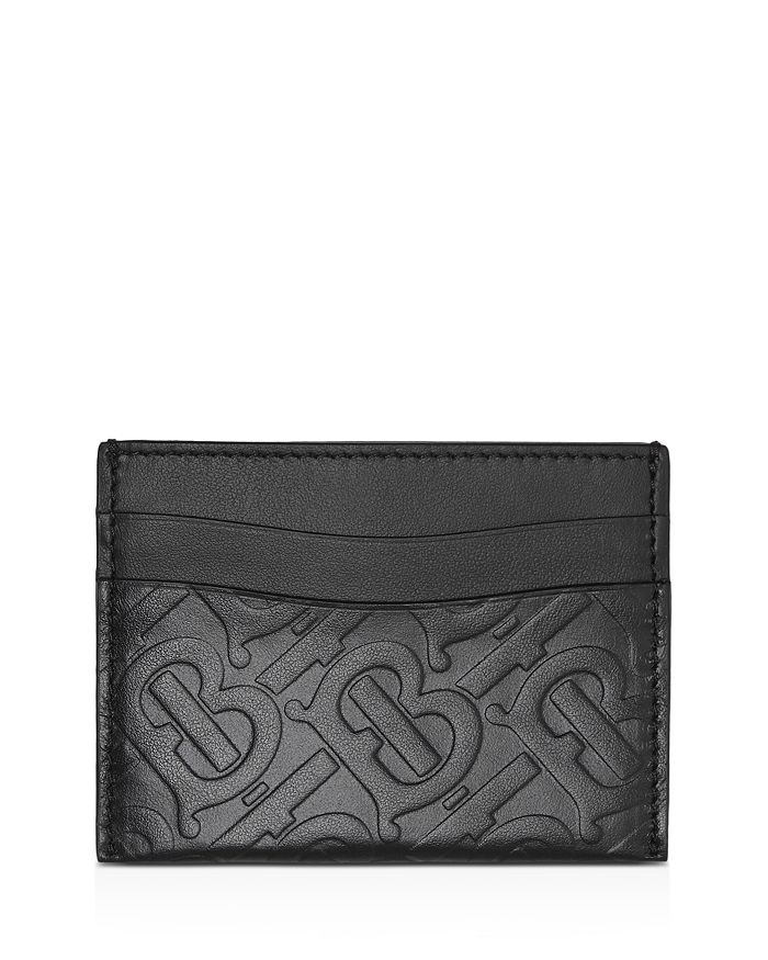 Burberry Monogram Leather Card Case In Black