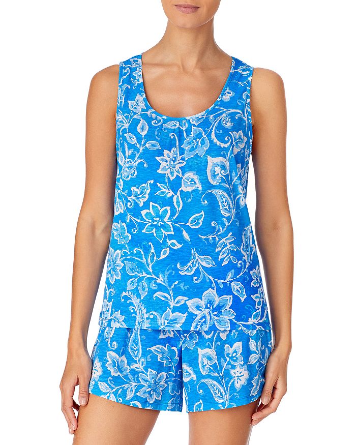 Ralph Lauren Lauren Cotton Knit Boxer Shorts Pajama Set In Blue Floral ...