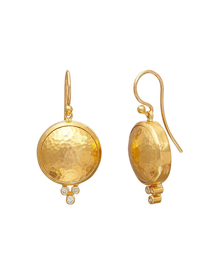 Gurhan 24k/18k Yellow Gold Diamond Amulet Drop Earrings