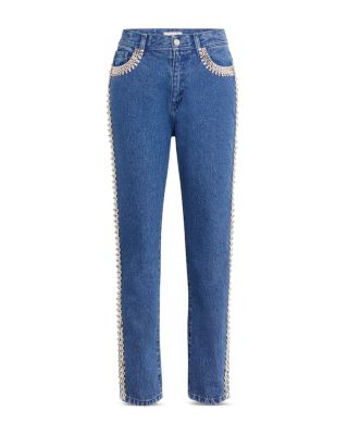 embellished straight leg jeans