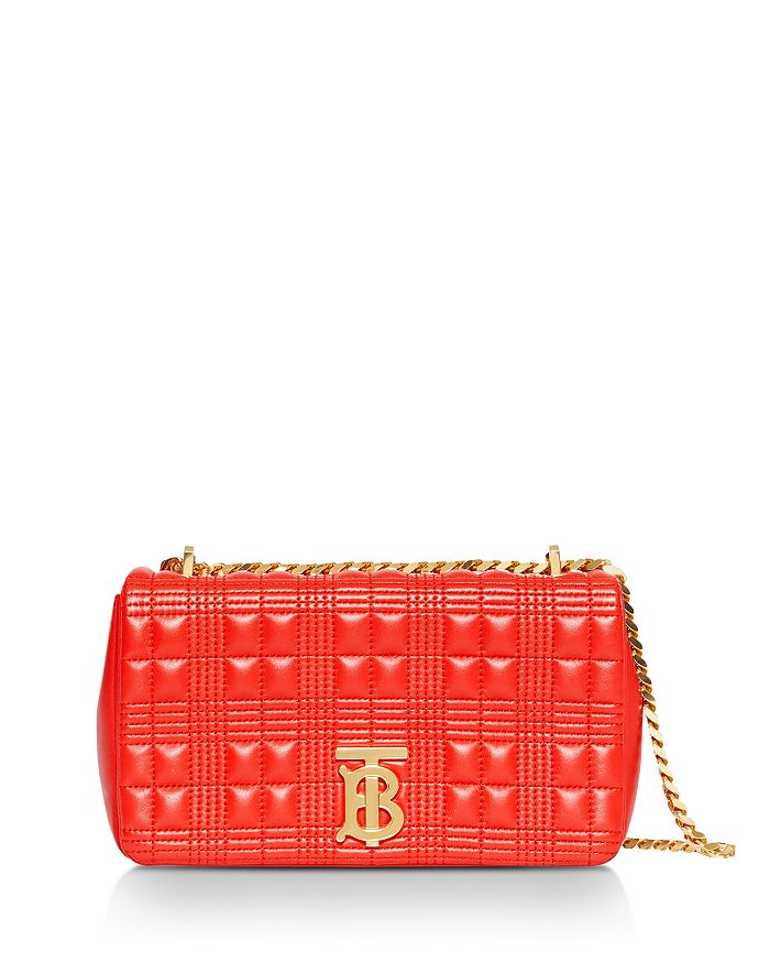 Burberry Lola Small Quilted Leather Shoulder Bag In Bright Red/gold ...