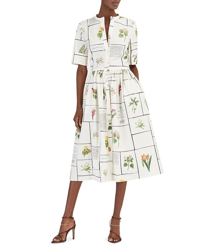Oscar De La Renta Printed Shirt Dress In Ecru Multi ModeSens