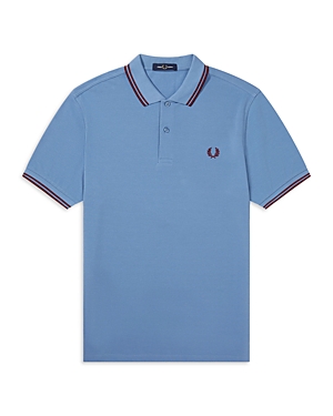 Fred Perry Twin Tipped Slim Fit Polo In Riviera/maroon/maroon