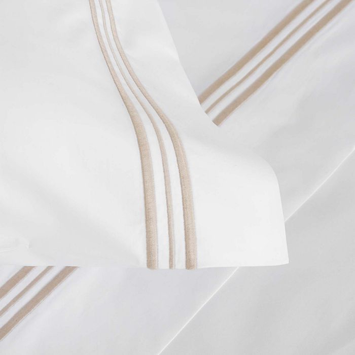 Shop Frette Triplo Popeline Pillowcase King In White/savage Beige