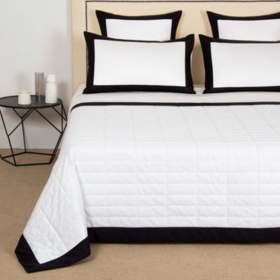 Frette Rectangular Quilt, King In Milk/black